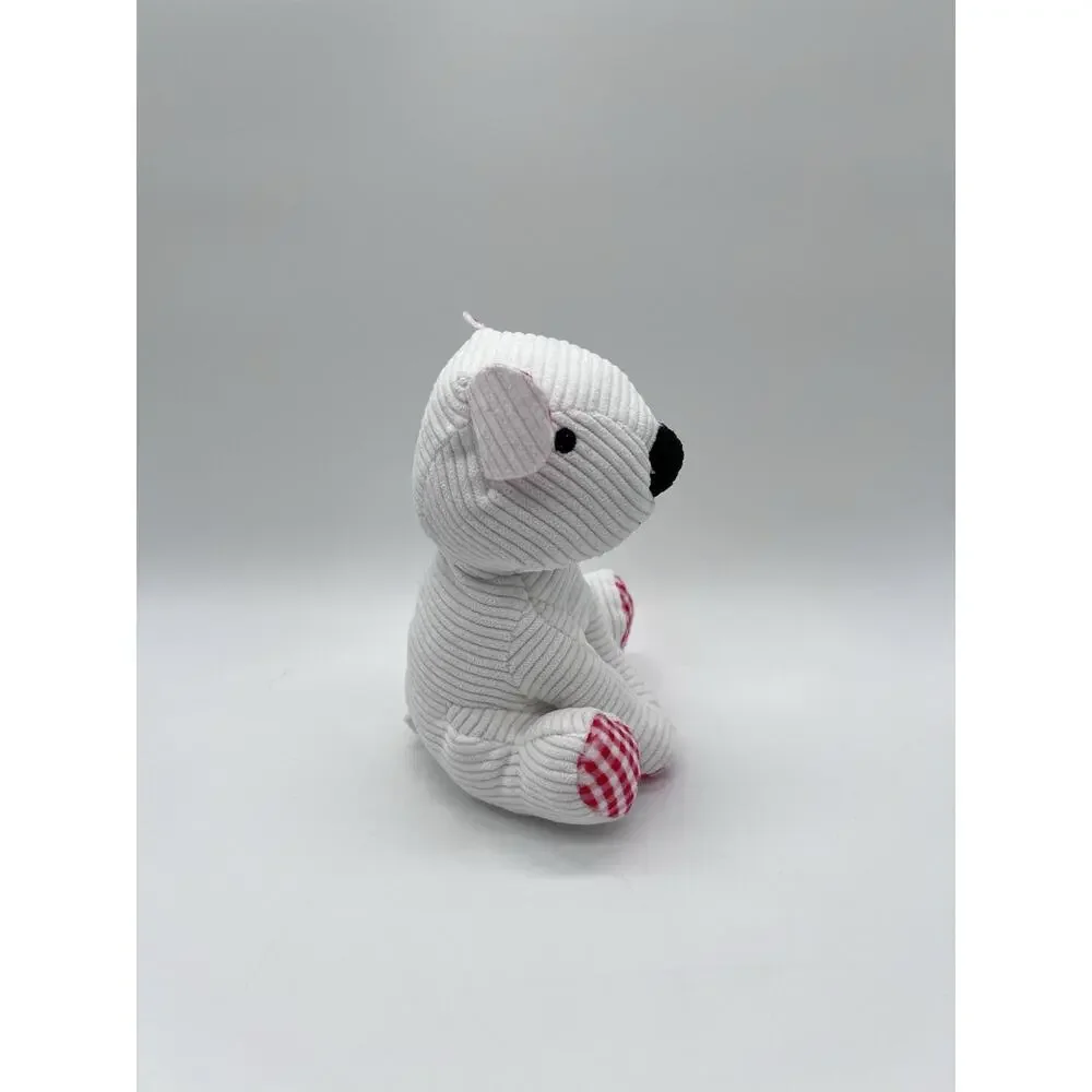 Make Believe Ideas 2021 White Plush Bear Ribbed Red Gingham Plaid 6